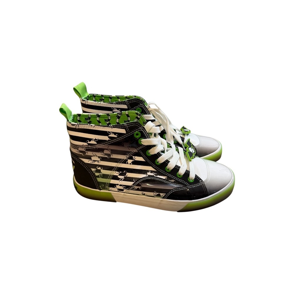 Ground Up Beetlejuice High Top Sneakers Women 9 Green Striped Sandworm Bat